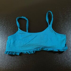 Abercrombie Kids Swim Top Ruffle Trim Spaghetti Strap Blue Teal Girls Size 15/16